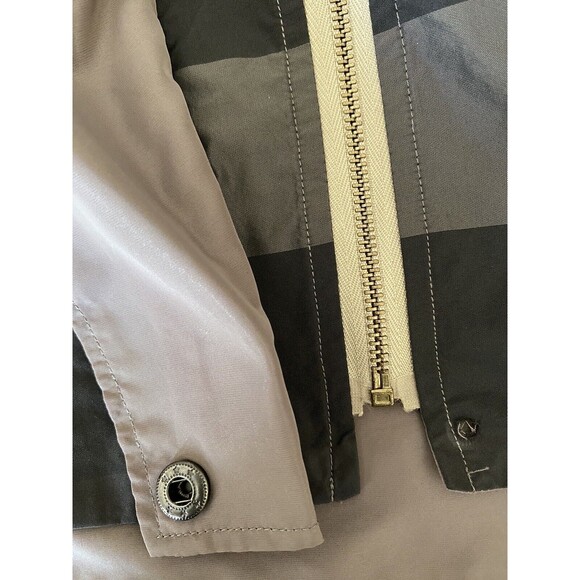 Raincoat Dorman Fashions Hooded Plaid Sz M Zip Snap Closure Pockets Stripes Read - Picture 13 of 13